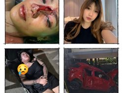 Honda Brio Merah Terguling di Kupang, Pengemudi Diduga Hilang Kendali