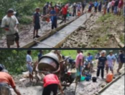 Swadaya, Masyarakat Melaksanakan Rabat Beton Di Desa Bamo,Kec Kota Komba, Kab. Manggarai Timur